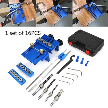 

28pcs/set Round Dowel Puncher Three-in-one Locator Doweling Jig Set Assembly Dowel Drilling Woodworking Hole Opener With Box