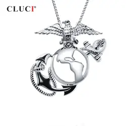 CLUCI серебро 925 пробы подвеска Кейдж для жемчужные для изготовления украшений Для женщин Орел подвески-клетки морской пехоты США