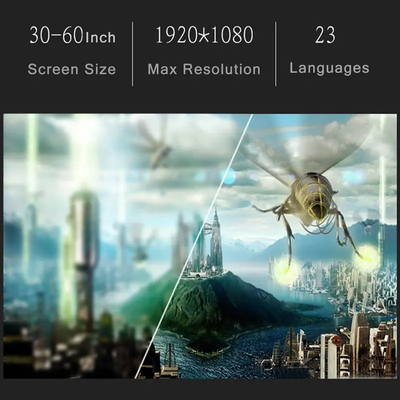 Светодиодный проектор для Full Hd 1920x1080 P, 23 языка, домашний кинотеатр, видео проектор с Hdmi, Usb, Av выходной интерфейс Beamer(Eu