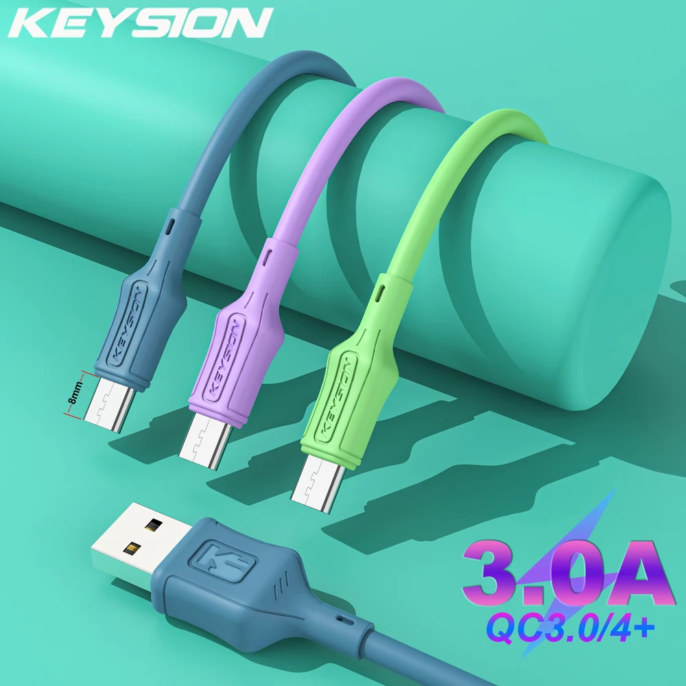 KEYSION 8mm USB Cable Fast Charging Type C Cable for Samsung A52 Charger Data Charge USB C Cable for Xiaomi Redmi Phone USB Cord 1