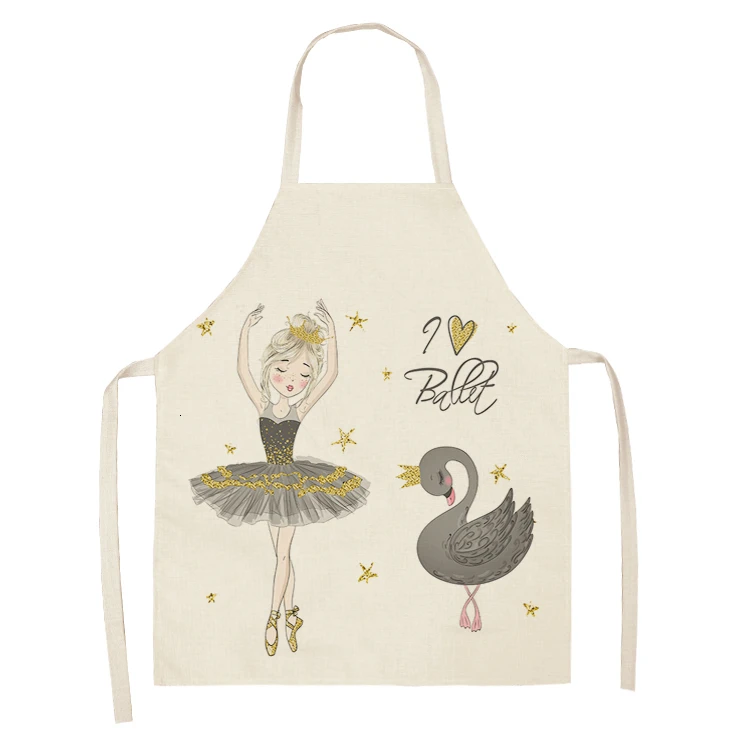 Cute Girl Cotton Linen Sleeveless Apron Printed Kitchen Aprons Women Home Cooking Baking Waist Bib Pinafore 53*65cm WQL0151 - Цвет: WQL0151-13