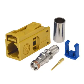 

2 PCS RF Coaxial Connector Fakra K Curry/1027 Female Jack Straight Crimp for Cable LMR195 RG58 Satellite Radio