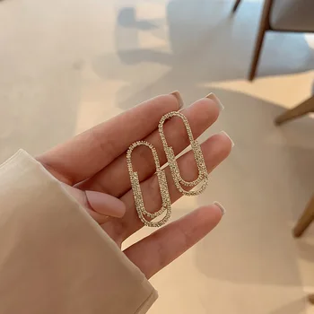 

pins paper clip earrings earrings zircon earrings contracted cold wind earrings female ins wind restoring ancient ways