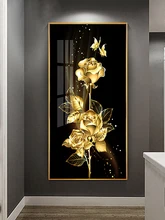 Black Golden Rose Flower Butterfly Abstract Poster Nordic Art Plant Canvas Painting Modern Wall Picture for Living Room Decor 
