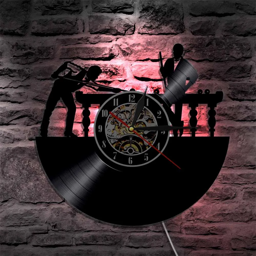 Бильярдный плеер настенный знак персонализированные настенные часы Уникальный бильярдный держатель декор комнаты Виниловая пластинка часы Человек Пещера подарок