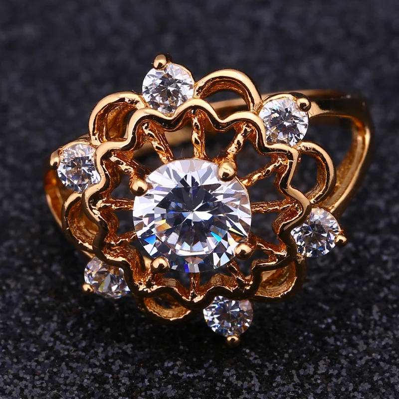 Женское кольцо из розового золота с белым цирконом размеры 5 75 6 7 R358|ring jewelry|jewelry