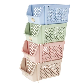 

Stackable Storage Box, Suitable for Food, Snacks, Bottles, Toys, Toiletries, Plastic Storage Baskets, 4-Piece Set
