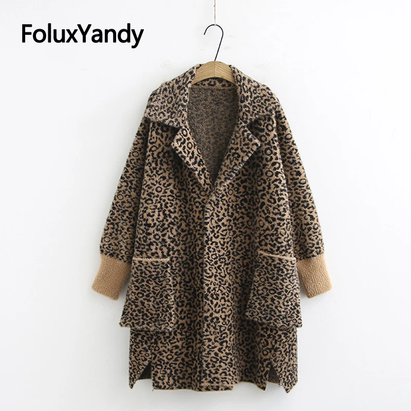 

Leopard Faux Fur Coat for Women Winter Coats Plus Size Casual Loose Warm Long Coats Outerwear KKFY4257