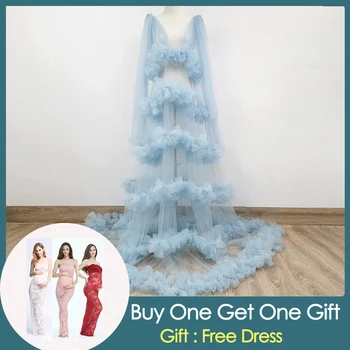 

Don&Judy Maternity Photography Dresses Evening Dress V Neck Sexy Tulle Prom Dress Party Gown for Photo Shoot Studio 2020 NEW