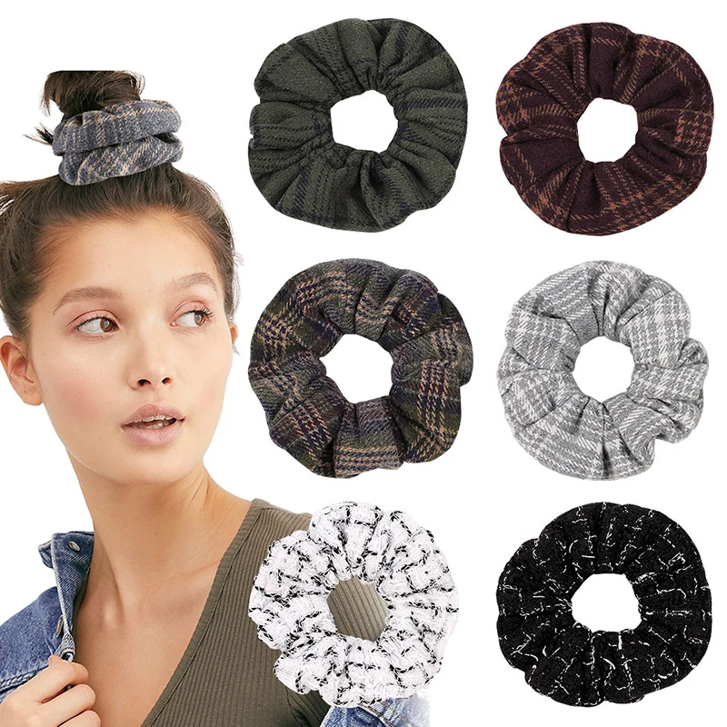 

Woolen Knitted Elastic Hair Scrunchie Hair Rope Tie Solid Simple Ponytail Holder 6 Color New Chic Fashion Lady Headwear