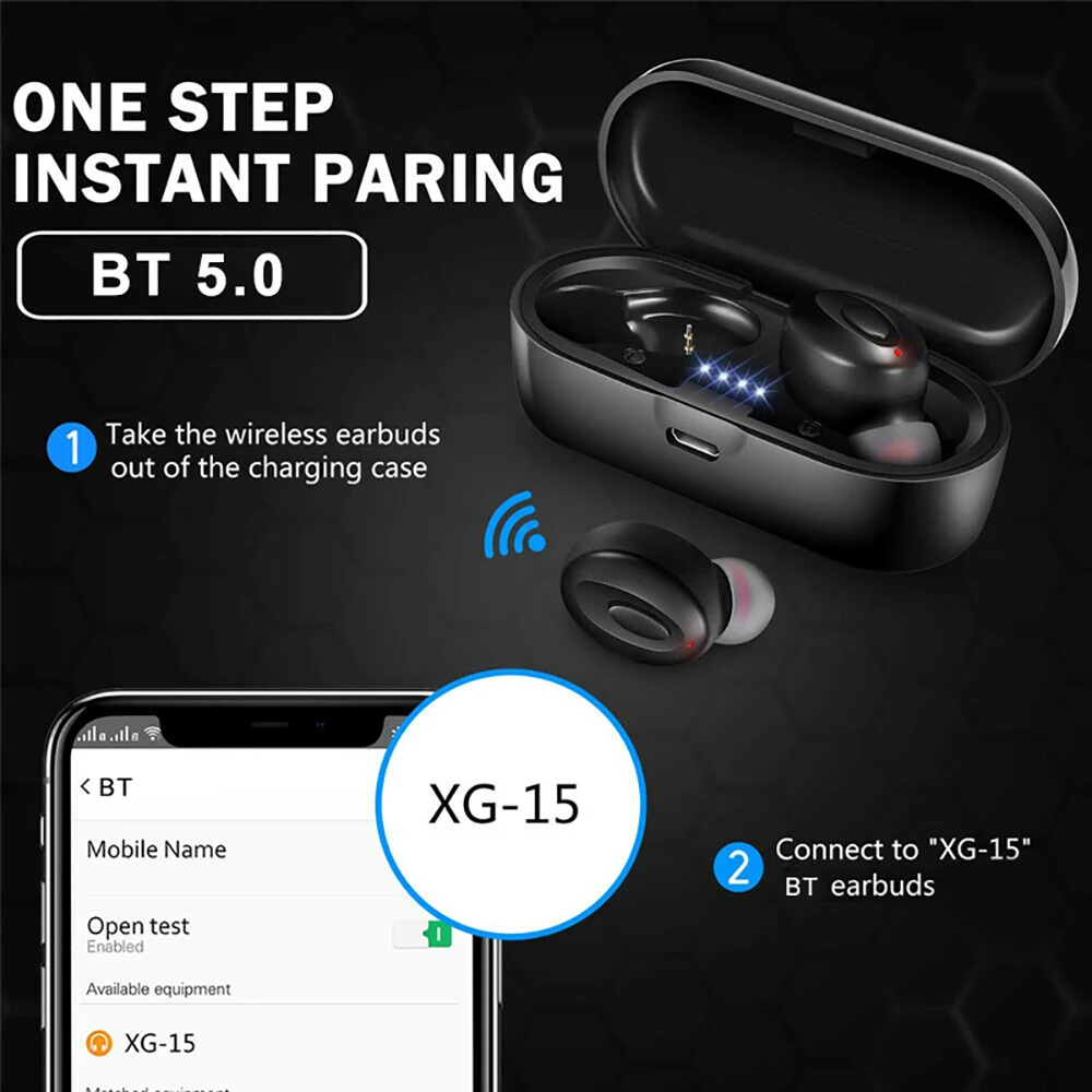 Vtin XU654 Wireless Earphones Bluetooth 5.0 Sport Earphone Waterproof Mini Stereo Earbuds With Charging Case For Redmi iPhone X (3)