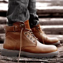 Casual Short Boots Low men safety shoes Retro England style Leather Tooling Boots Men's Large Size ankle Boots zapatos de hombre