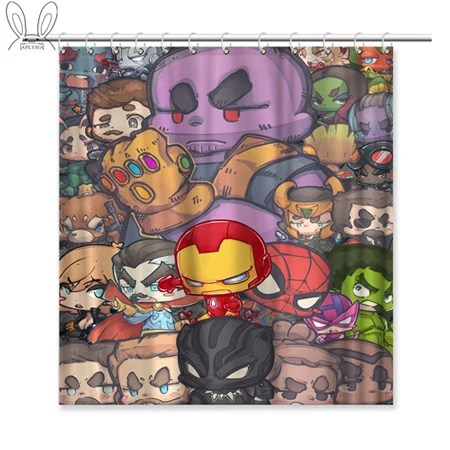Занавеска для душа из серии Avengers Infinity War, Экологичная Водонепроницаемая занавеска с крючками для ванной комнаты, подходящая под подарки - Цвет: 16