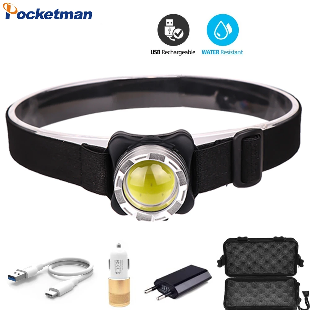 Светодиодный налобный фонарь Pocketman COB водонепроницаемый Головной со встроенным