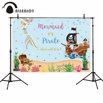 

Allenjoy Mermaid Pirate Underwater Seabed Gender Reveal Newborn Baby Shower Birthday Backdrop Photography Background Photophone