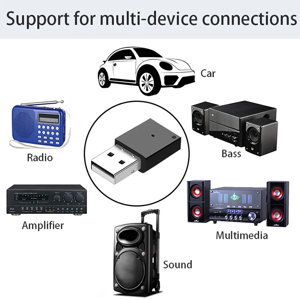 

New Mini USB Bluetooth Adapter 5.0 High Speed Stabilit Car Radio Subwoofer Amplifier Multimedia Audio Adapter Bluetooth Receiver