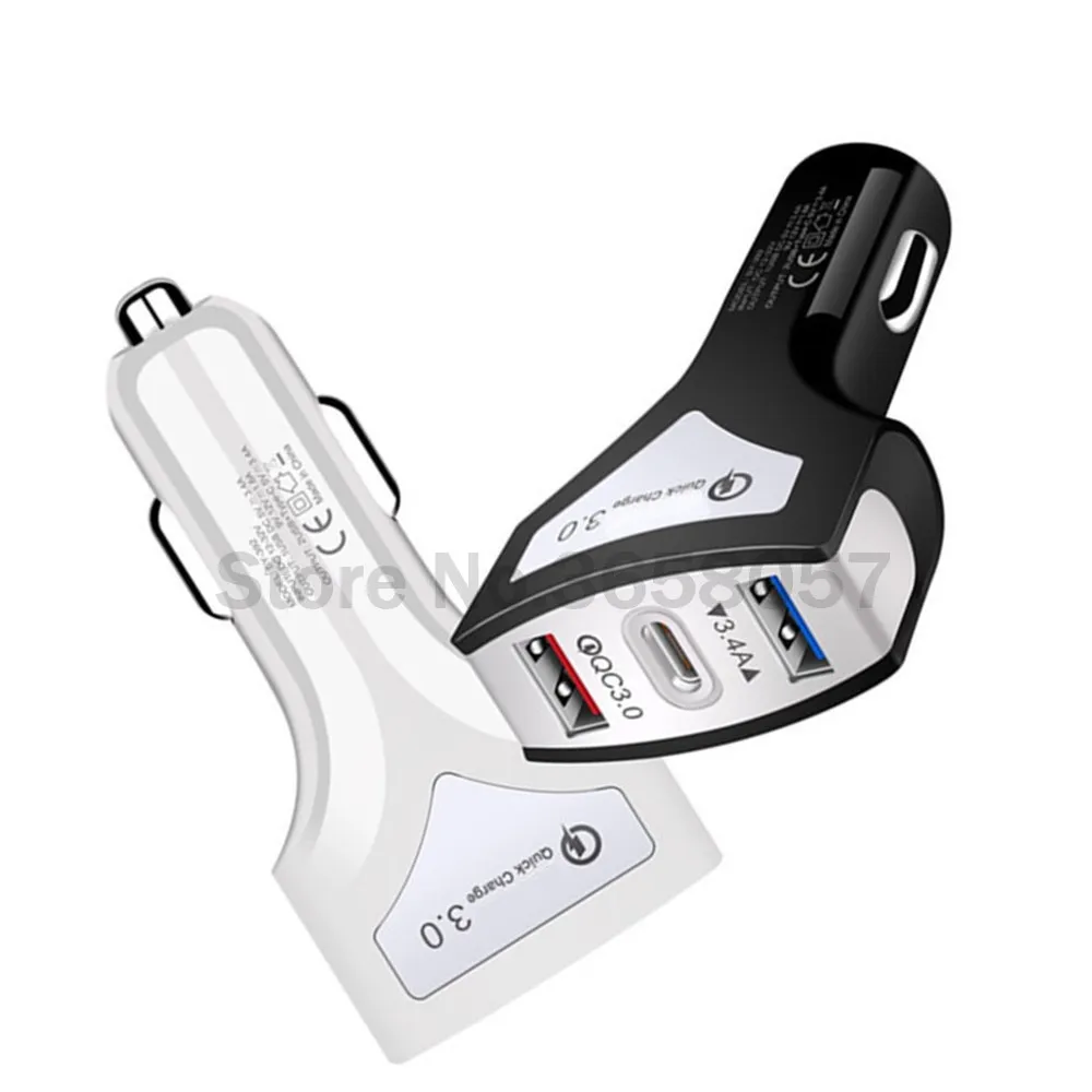 50 шт. QC3.0 3 порта USB Автомобильное зарядное устройство Быстрая зарядка