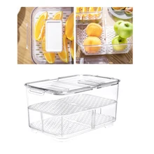 Многофункциональный с крышкой дренажный ящик для хранения контейнеров холодильник дома Экономия пространства Двойной герметичный прямоугольник фрукты овощи