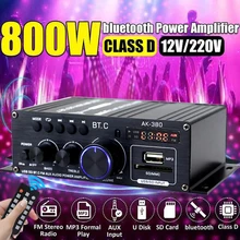 AK380/AK370/AK170 800W Bluetooth Amplifier Audio Karaoke Home Theater Amplifier 2 Channel Power Class D Amplifier USB SD AUX