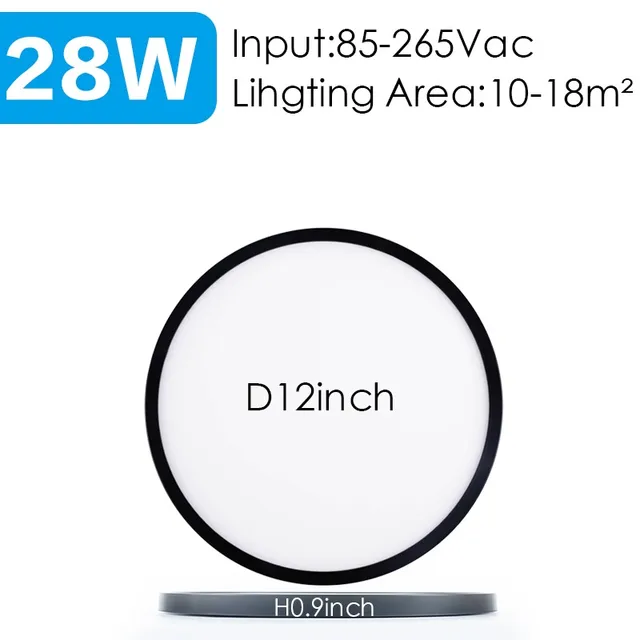 20inch Large Bedroom Ceiling Led Ceiling Lamps Room Lights Lighting Fixture Ultrathin Led Ceiling Light For Living Room kitchen Black-12inch-28W