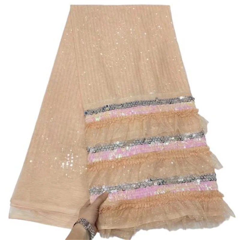 

Новейшая зеленая французская сетчатая кружевная ткань с вышивкой из тяжелых блесток, африканская Тюлевая кружевная ткань для Нигерии, блестки для свадебной вечеринки