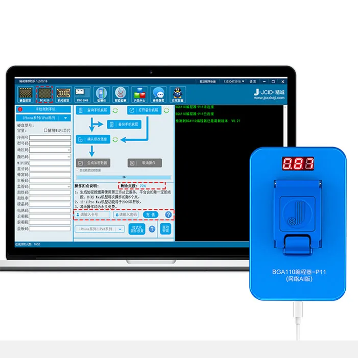 Программатор JC P11 BGA110 для iPhone 8/8P/X/XR/XS/XSMAX NAND Flash Apple SYSCFG модификация данных и