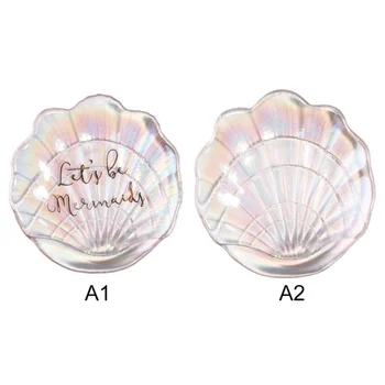 

Colorful Glass Tray Snack Shell Holder Manicure Craft Decoration Photography Props Jewelry Organizer