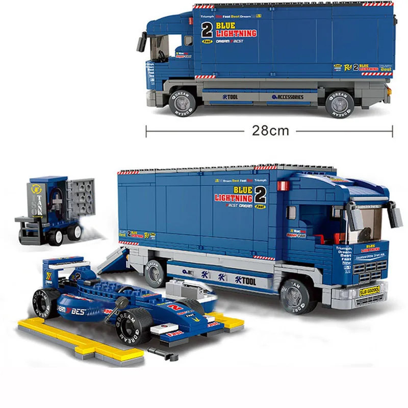 

City Vehicle Compatible Legoingly Car Container Truck Trailer Wagon Van Lorry Dump Truck Police Model Building Blocks kids Toys
