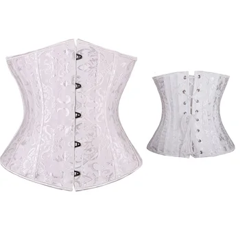 

2 Color Woman Sexy Corset Underbust Steel Boned Jacquard Underbust Corset Lace Up Body Shaper Waist Bustier Plus Size S-6XL