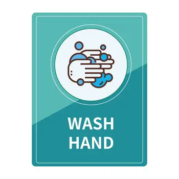 

1 Pc Acrylic Sign Wall Sticker Back-adhesive Practical Warm Reminder Sign Wall Decal for Public Area Dark Green (WASH HAND)