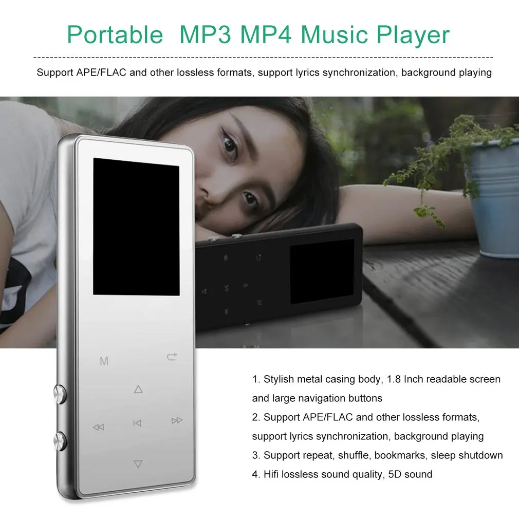 MP3 плеер с Bluetooth hifi без потерь мини музыкальный плеер с fm-радио динамик наушники Спорт MP3 Металл walkman