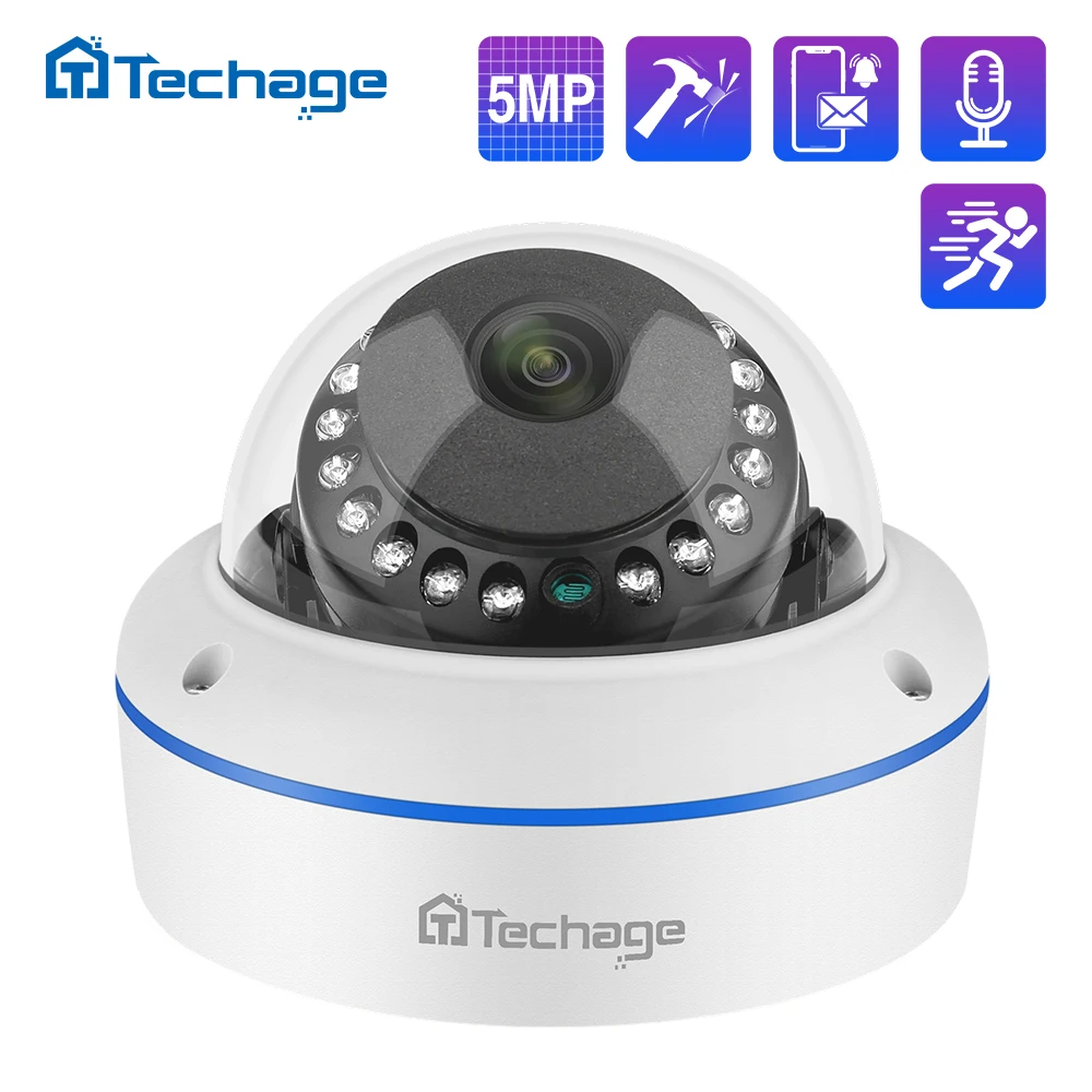 H.265 4MP 5MP 48V POE IP камера 2 8 мм купольная Крытая уличная Антивандальная аудио запись