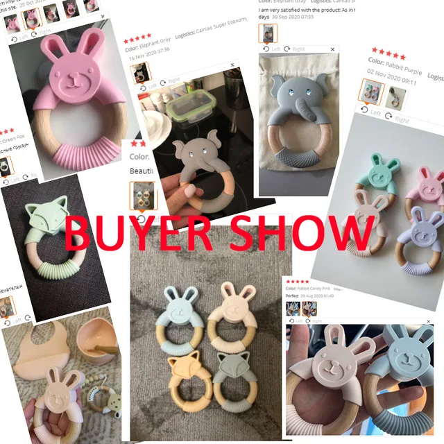 1pc Baby Toys Silicone Teether Cartoon Animal Rabbit Ring BPA Free Teething Accessories Chew Toys Food Grade Baby Teether 4