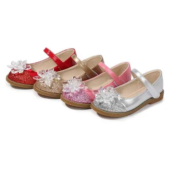 

New Spring/Autumn Leather Shoes Girls Princess Glass Rhinestone Children Party Dance Performance Shoes Kids Flats 019