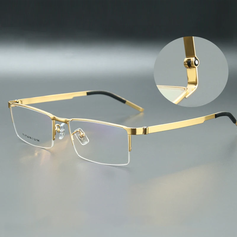 

Titanium Glasses Frame Men Vintage Half Rim Eye Glasses Man Optical Myopia Prescription Eyeglasses Frames Clear Eyewear Oculos