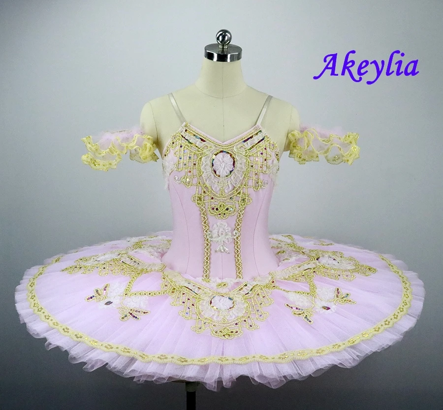 

Pink Professional Ballet Tutu Sugar Plum White Gold Women Girl Stage Peroformance PancakeTutu Ballerina Stage Dance Tutu