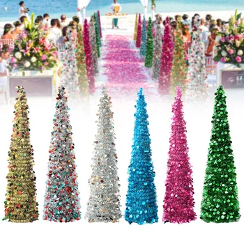 

Bedroom Bar Office Holiday Christmas Tree Living Room Telescopic Folding Festival Decorative Ornaments Madder Strips Glitter