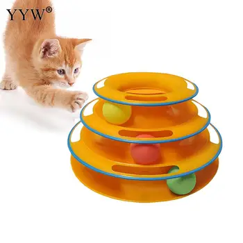 

Three Levels Pet Cat Toy Tower Tracks Disc Cat Intelligence Amusement Triple Pay Disc Cat Toys Ball Training Amusement Plate Pet