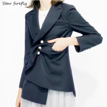 

Star firefly 2019 fashion women blazer irregular pearl buckle suit elegant business ladies formal suit for office