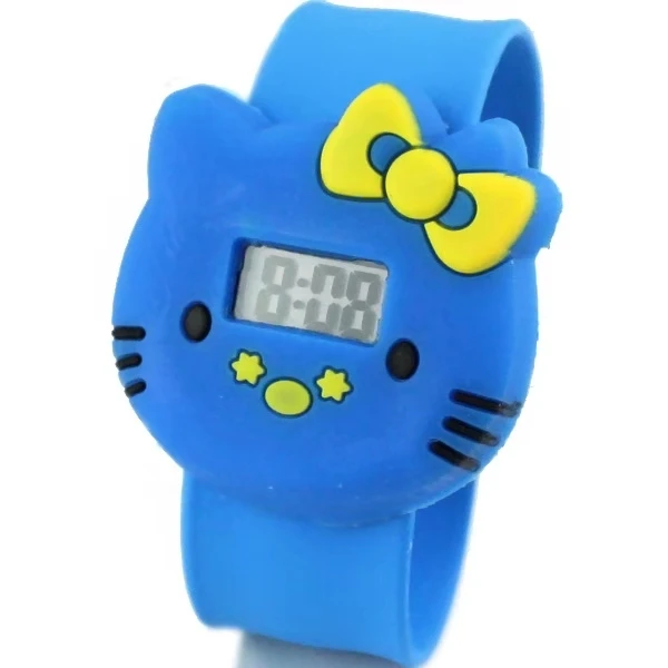 Hello kitty Детский Электронный магнитофон потрепанные часы KT кошка желе цвет студенческие Детские часы - Цвет: Синий