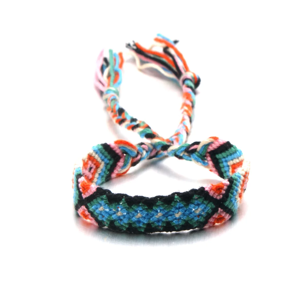 New Boho Rainbow Braided Plaited Ribbon Bracelet Geometric Pattern Cotton Rope Chain Friendship Bangles Handmade Woven Jewelry - Окраска металла: 8