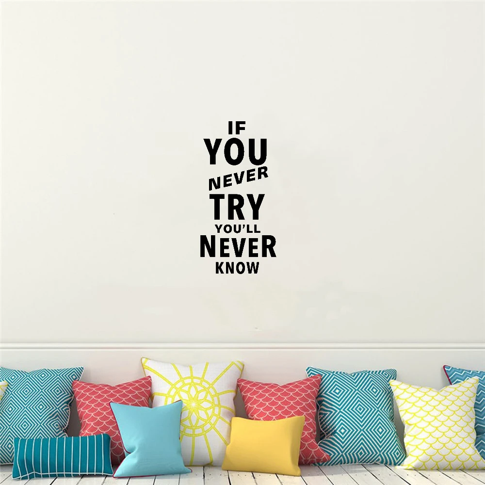 

Motivation Quote Wall Sticker If You Never Try Vinyl Lettering Mural Sticker for Kids Room Decor