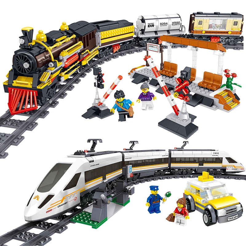 

City Electric Train Building Block Fit Technic High Speed Steam Train Bricks Battery Box Motor Power Children Toy Gift