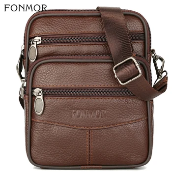 

Men's Fashion Genuine Leather Messenger Bags Men Crossbody Bag Single Shoulder Bag For Male Belt Wasit Pack 2019 New Fashion HOT