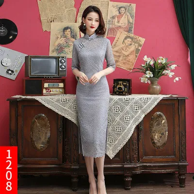 Sheng Coco Леди кружева рыбий хвост Cheongsam вышитые китайское свадебное платье Qipao Восточный Стиль Красный Русалка платья - Цвет: 1208
