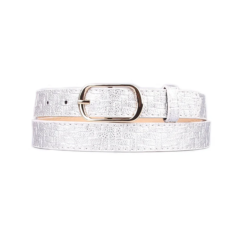 silver ri buckle Женский модный пояс из искусственной кожи, квадратный сплав, пряжка на талии, женский пояс с узором, для джинсов, брюк, золотой пояс Z20 - Цвет: silver ri buckle