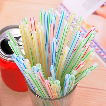 

300 Pack Disposable Straws Flexible Plastic Straws Drinking Straws Bendy Straw Striped Multi Colored Rainbow Disposable Straw