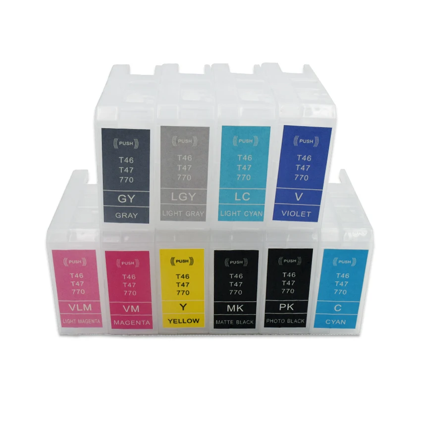 Vazio Cartucho de Tinta Recarregável para Epson Surecolor Sc-p700 Sc-p900 P908 P700 P900 T47a T46s Impressoras a Jato de Tinta 60ml 10 Cores