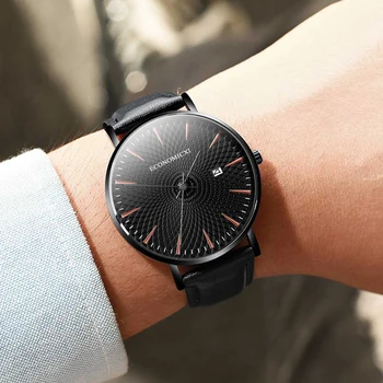 

Fashion Men Watch Quartz Luxury Modern Dial Design Business Male Clock Leather Strap Exquisite Date Relogio Masculino WristWatch