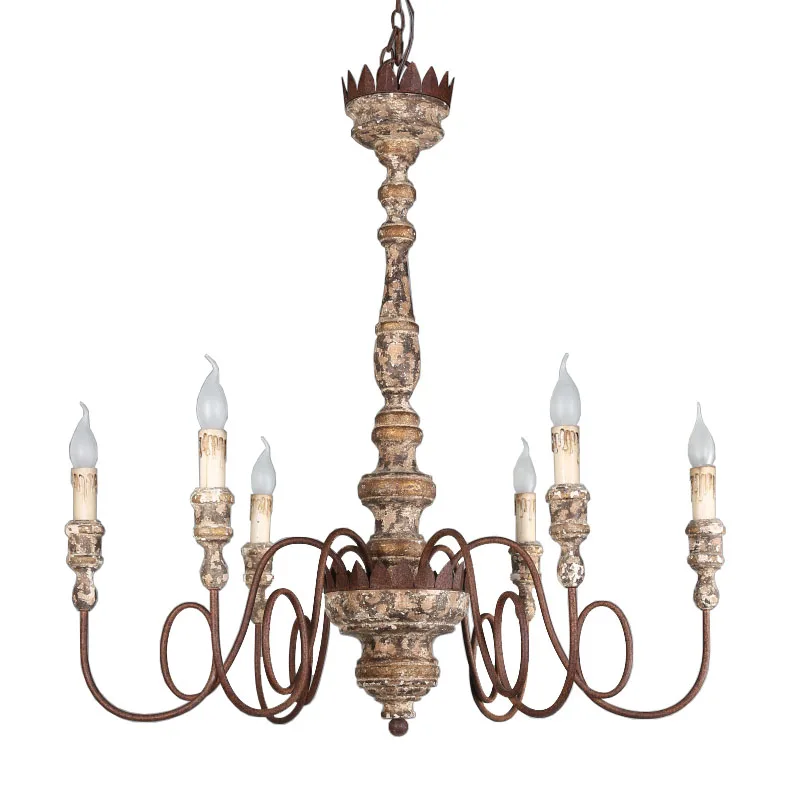 

Retro Chandelier Lighting Hanging Lamp Dining Living BedRoom Fixture Round WoodenLoft Suspension Vintage Light